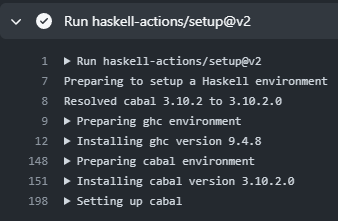 haskell ci action success